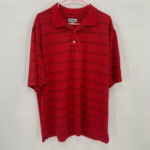 Walter Hagen Polo Shirt Mens XL Stretch Striped Short Sleeve Red Black Golf